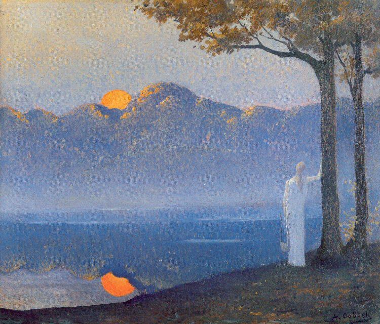 Osbert, Alphonse The Muse at Sunrise Norge oil painting art